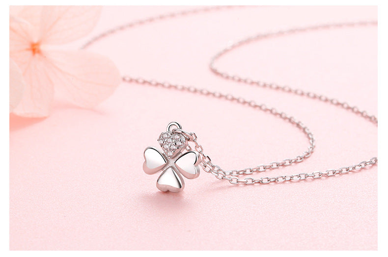 925 Sterling Silver Leaf Necklace Platinum Water Wave Chain Jewelry for Women