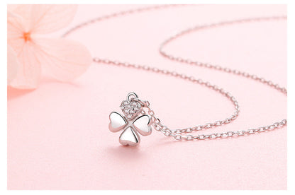 925 Sterling Silver Leaf Necklace Platinum Water Wave Chain Jewelry for Women