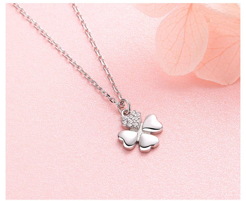 925 Sterling Silver Leaf Necklace Platinum Water Wave Chain Jewelry for Women