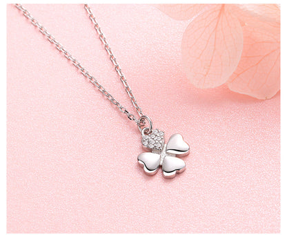 925 Sterling Silver Leaf Necklace Platinum Water Wave Chain Jewelry for Women