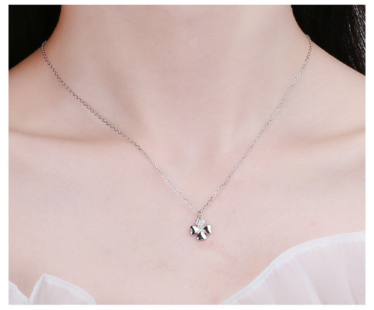 925 Sterling Silver Leaf Necklace Platinum Water Wave Chain Jewelry for Women