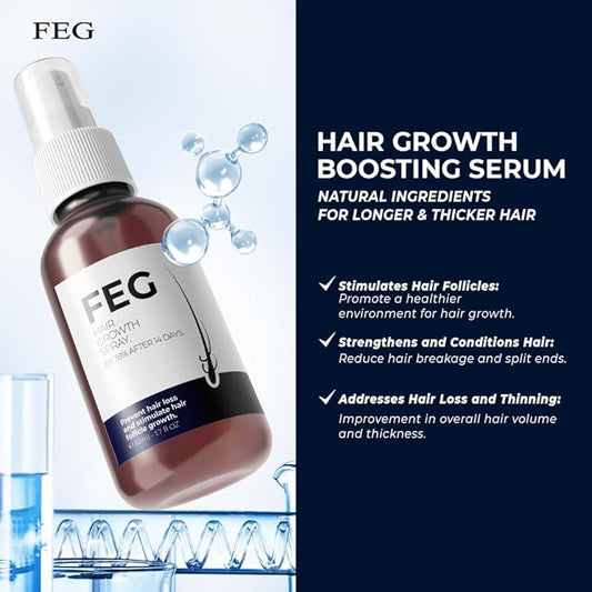 FEG Plus Hair Growth Spray Anti Hair Loss Treatment with Anagain, Procapil & Seaweed Extract