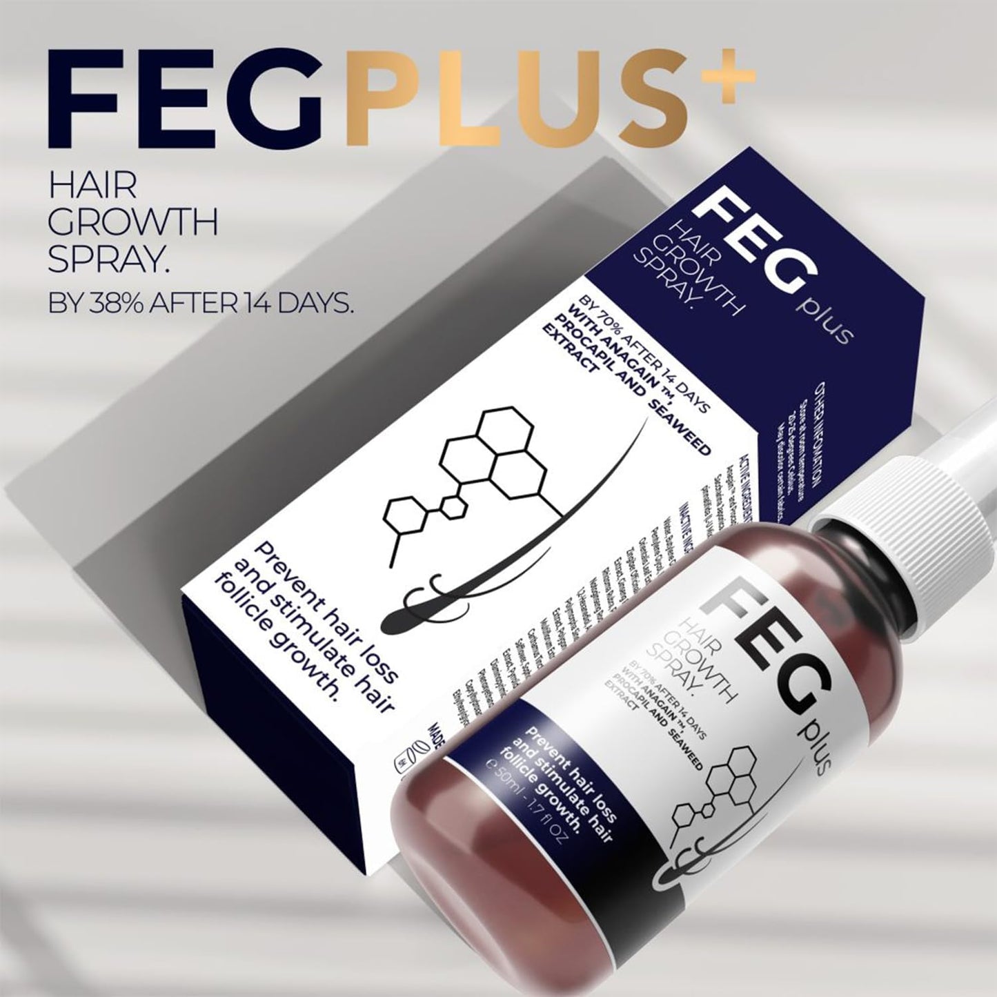 FEG Plus Hair Growth Spray Anti Hair Loss Treatment with Anagain, Procapil & Seaweed Extract