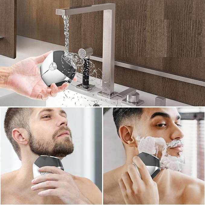 Men’s Electric Shaver 3D Rotary Waterproof Razor with USB-C Rechargeable Battery