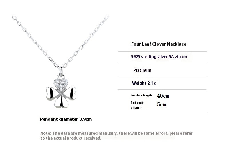 925 Sterling Silver Leaf Necklace Platinum Water Wave Chain Jewelry for Women