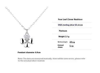 925 Sterling Silver Leaf Necklace Platinum Water Wave Chain Jewelry for Women