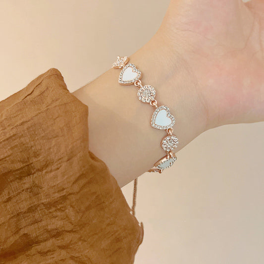 Heart-Shaped Bracelet for Women Alloy Electroplated Jewelry Gift