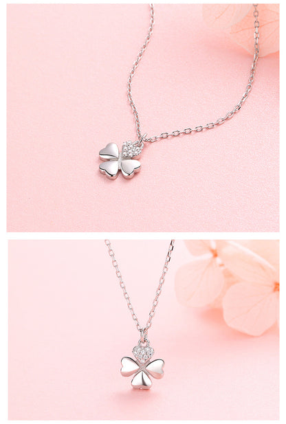 925 Sterling Silver Leaf Necklace Platinum Water Wave Chain Jewelry for Women