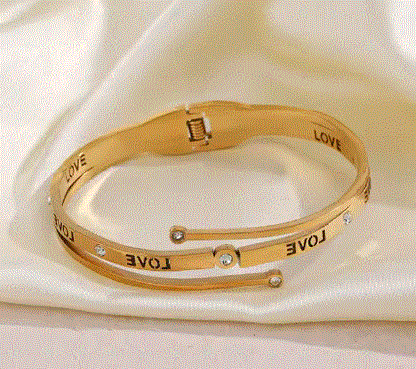 Love Inscription Stainless Steel Bracelet Adjustable Elegant Jewelry Gift for Women