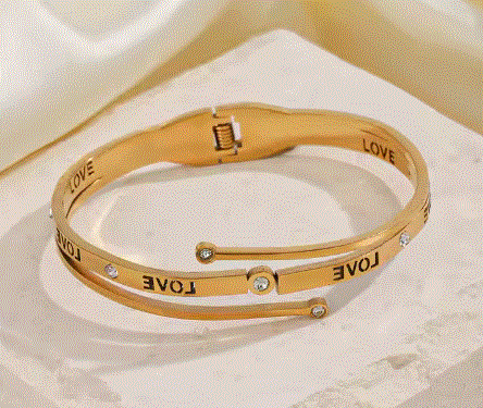 Love Inscription Stainless Steel Bracelet Adjustable Elegant Jewelry Gift for Women